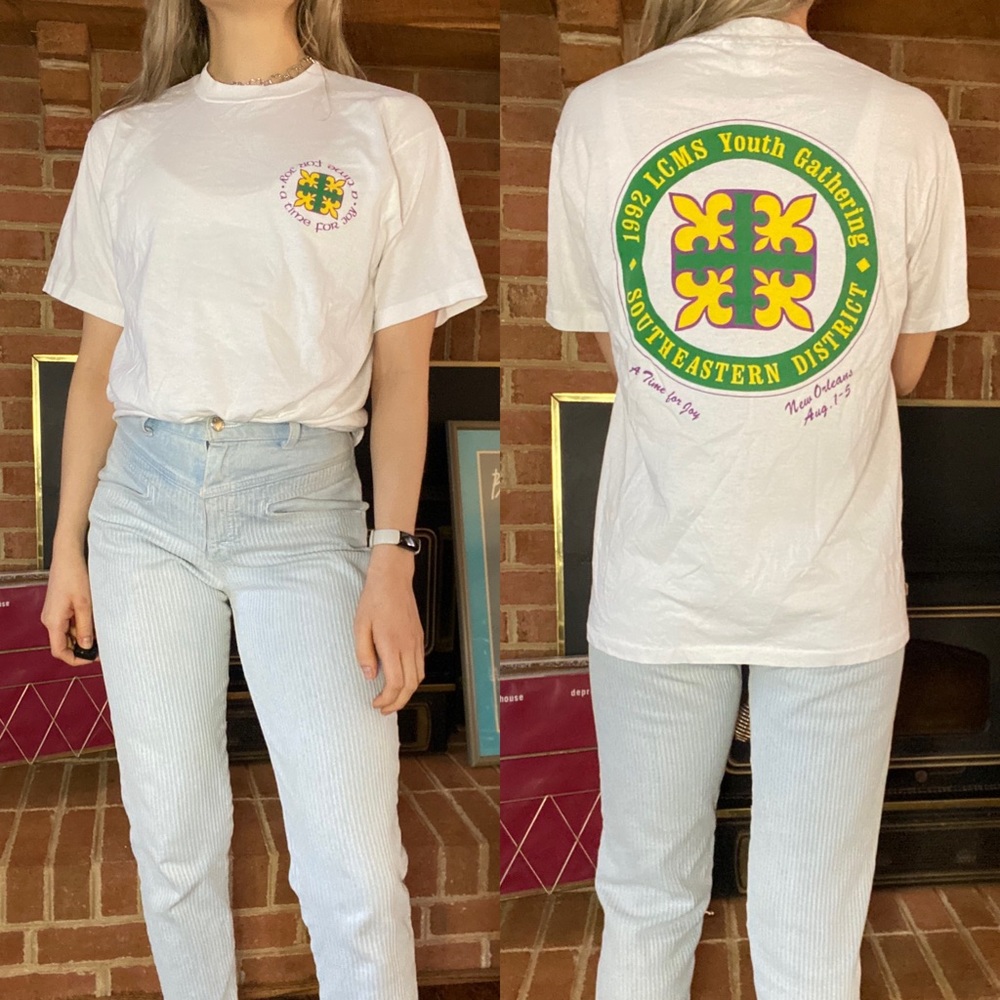 Vintage 1992 Single Stitch New Orleans Youth Gathering Double Side Tee U